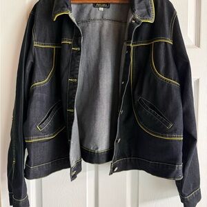 Crest Women’s Jean Jacket 2XL Yellow Trim & Stitching Buttons